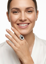 Anillo elástico con lava volcánica oval, detalle